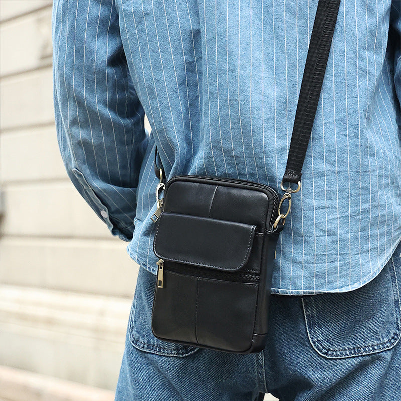 Small Real Leather Crossbody Bag for Men