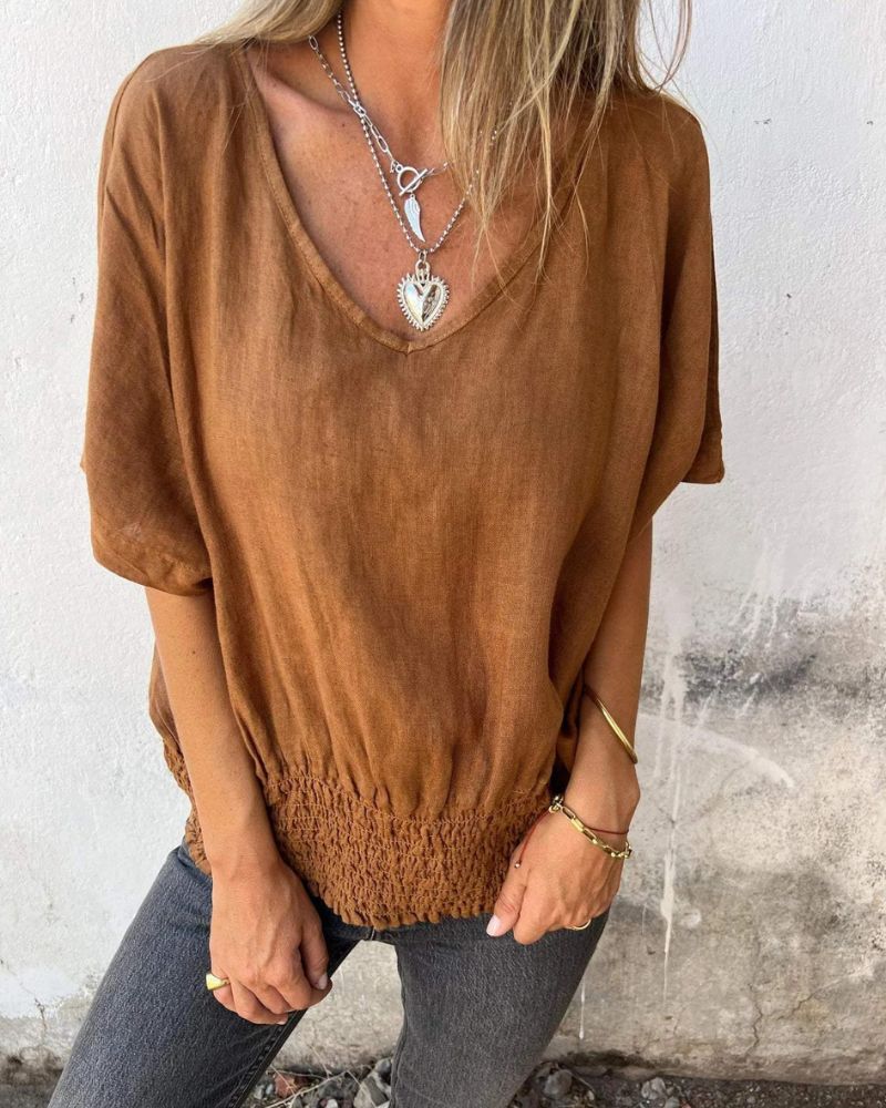 Comfy Women's V-Neck Summer Blouse - Luxivelle
