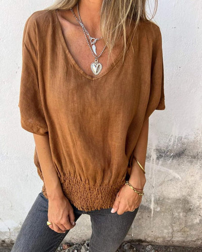 Comfy Women's V-Neck Summer Blouse - Luxivelle