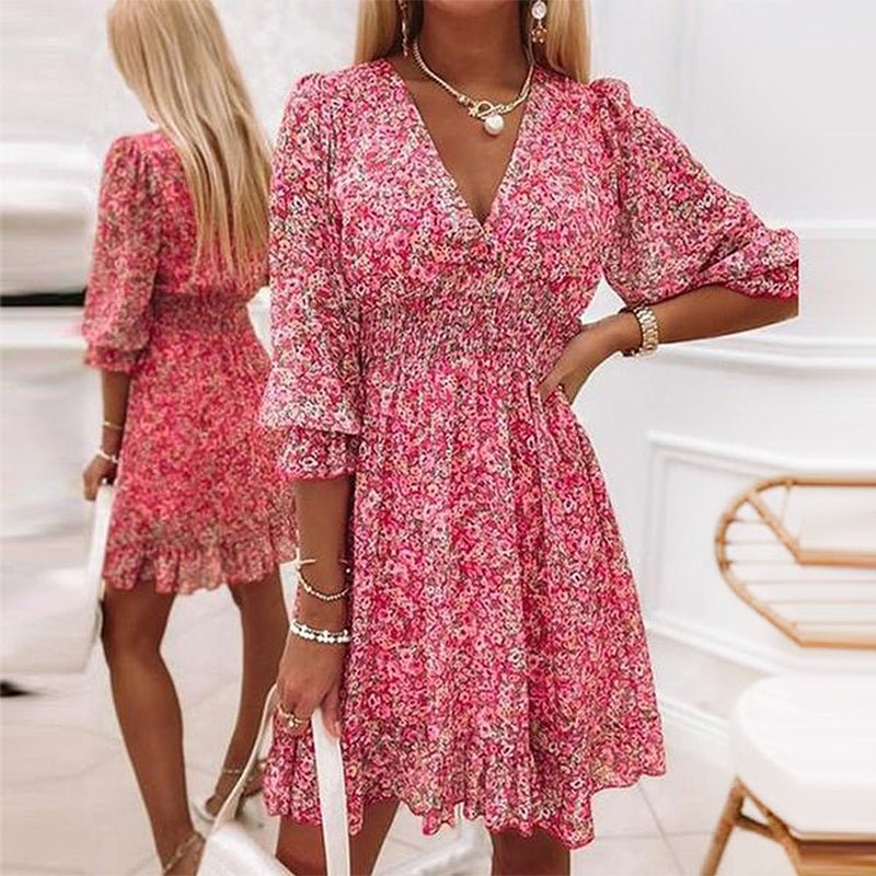 Variant image for Summer Dress - Floral Women's Dress with Puffy Sleeves-1