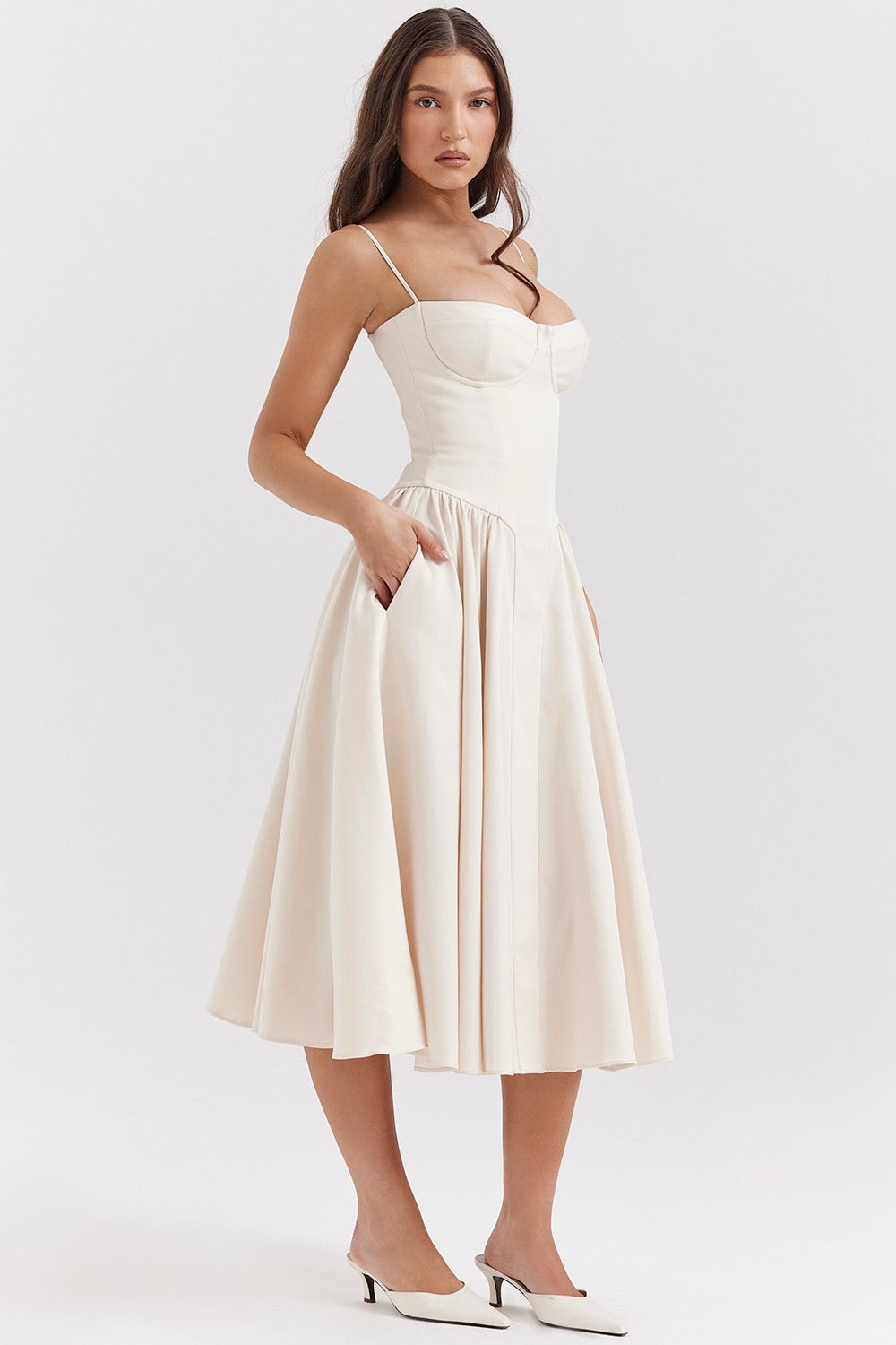 Jovial | White Midi Dress – Elegant, Flattering & Versatile for Every Occasion 1