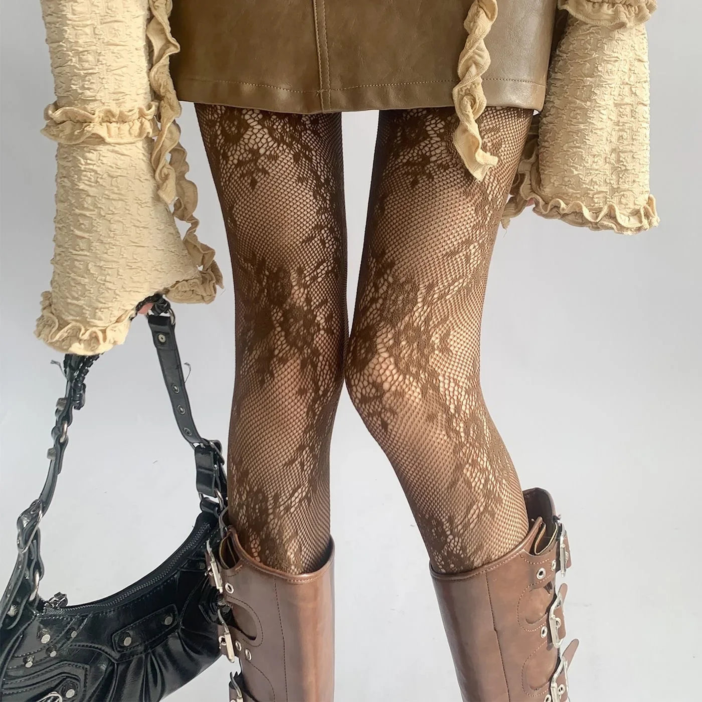 Julia | Elegant hollow out tights with floral pattern