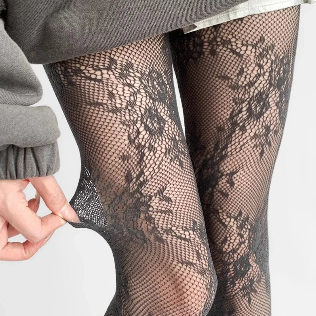 Julia | Elegant hollow out tights with floral pattern