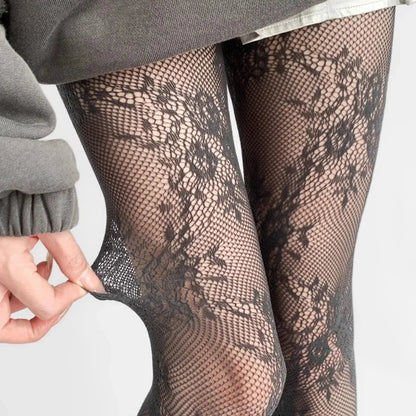 Julia | Elegant hollow out tights with floral pattern