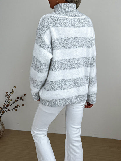 Juliane | Striped cotton turtleneck sweater