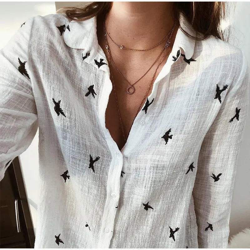 Soft Floral Women's Casual Long Sleeve Top