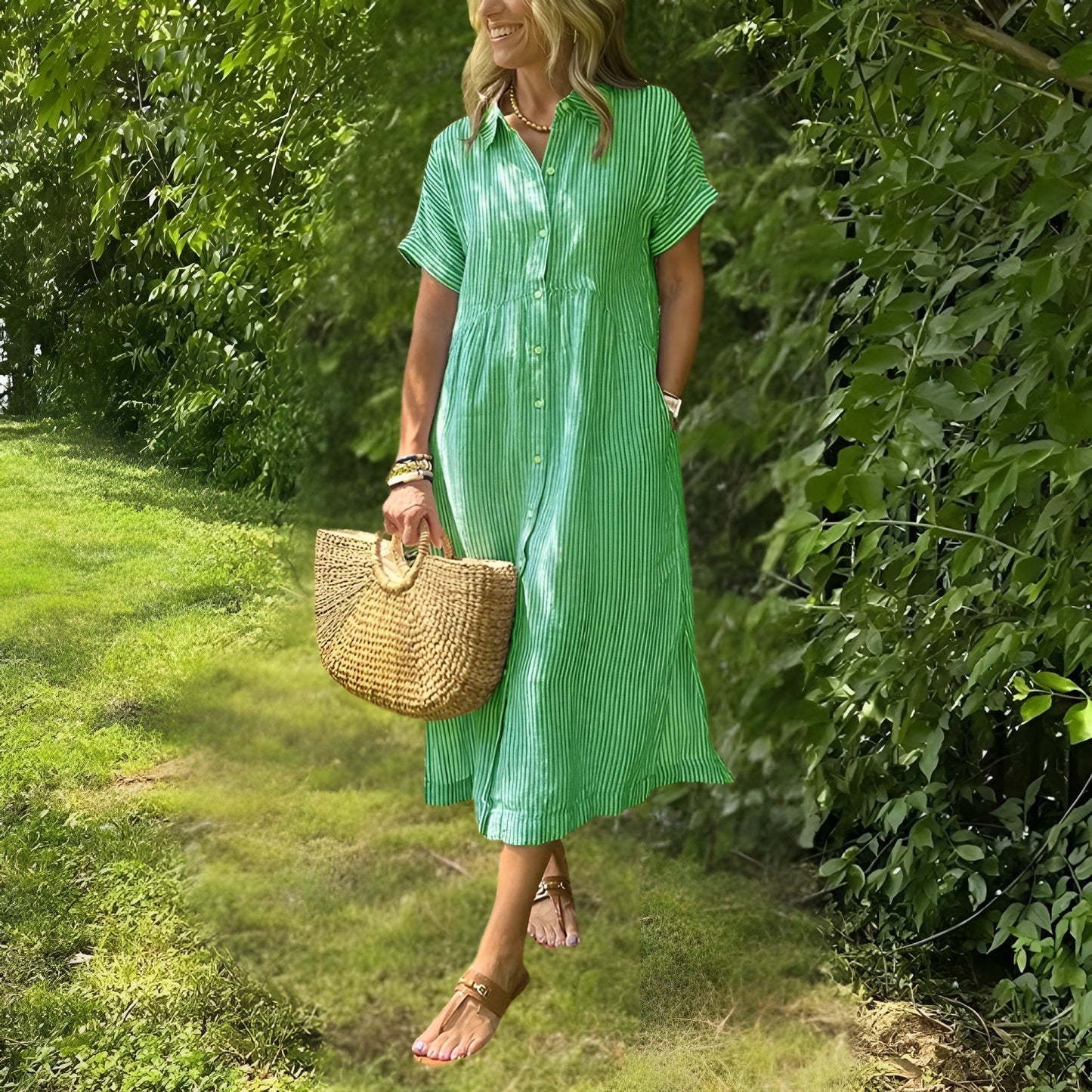 Casual Striped Knee Length Women's Dress