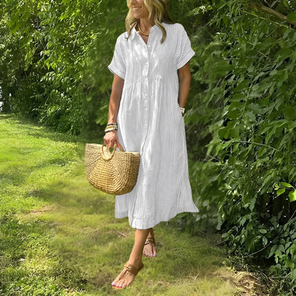 Casual Striped Knee Length Women's Dress