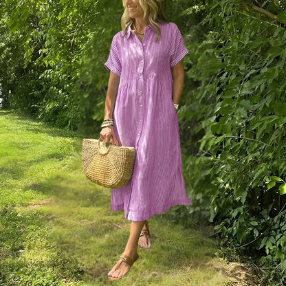 Casual Striped Knee Length Women's Dress