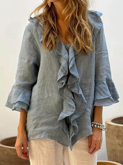 Kerstin | Stylish ruffle casual shirt