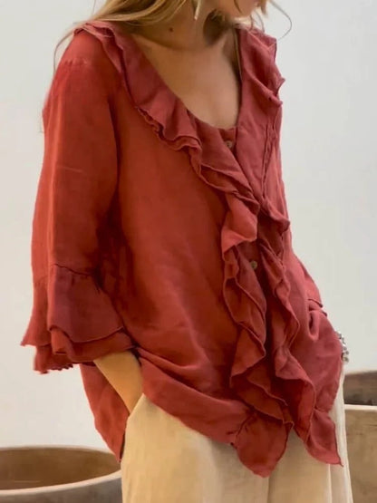 Kerstin | Stylish ruffle casual shirt