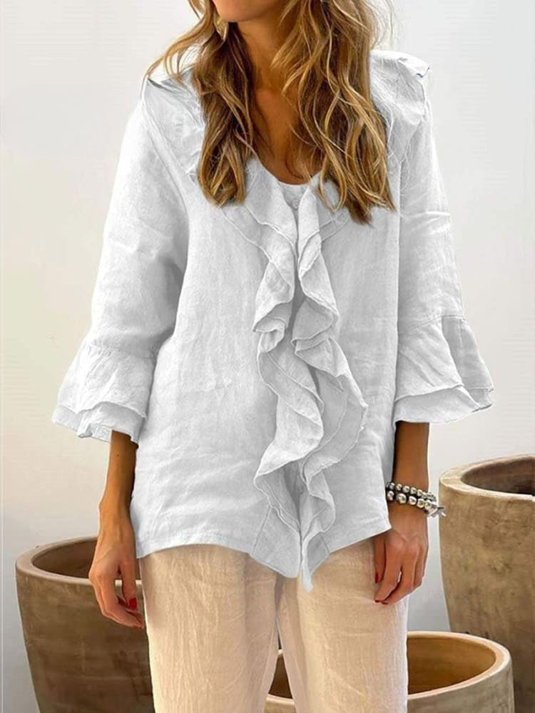 Kerstin | Stylish ruffle casual shirt