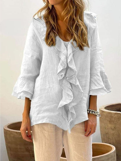 Kerstin | Stylish ruffle casual shirt