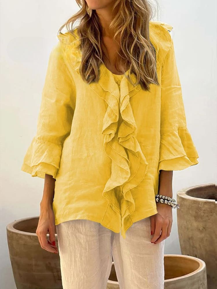 Kerstin | Stylish ruffle casual shirt