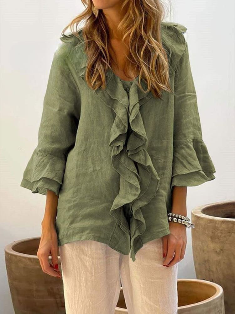 Kerstin | Stylish ruffle casual shirt