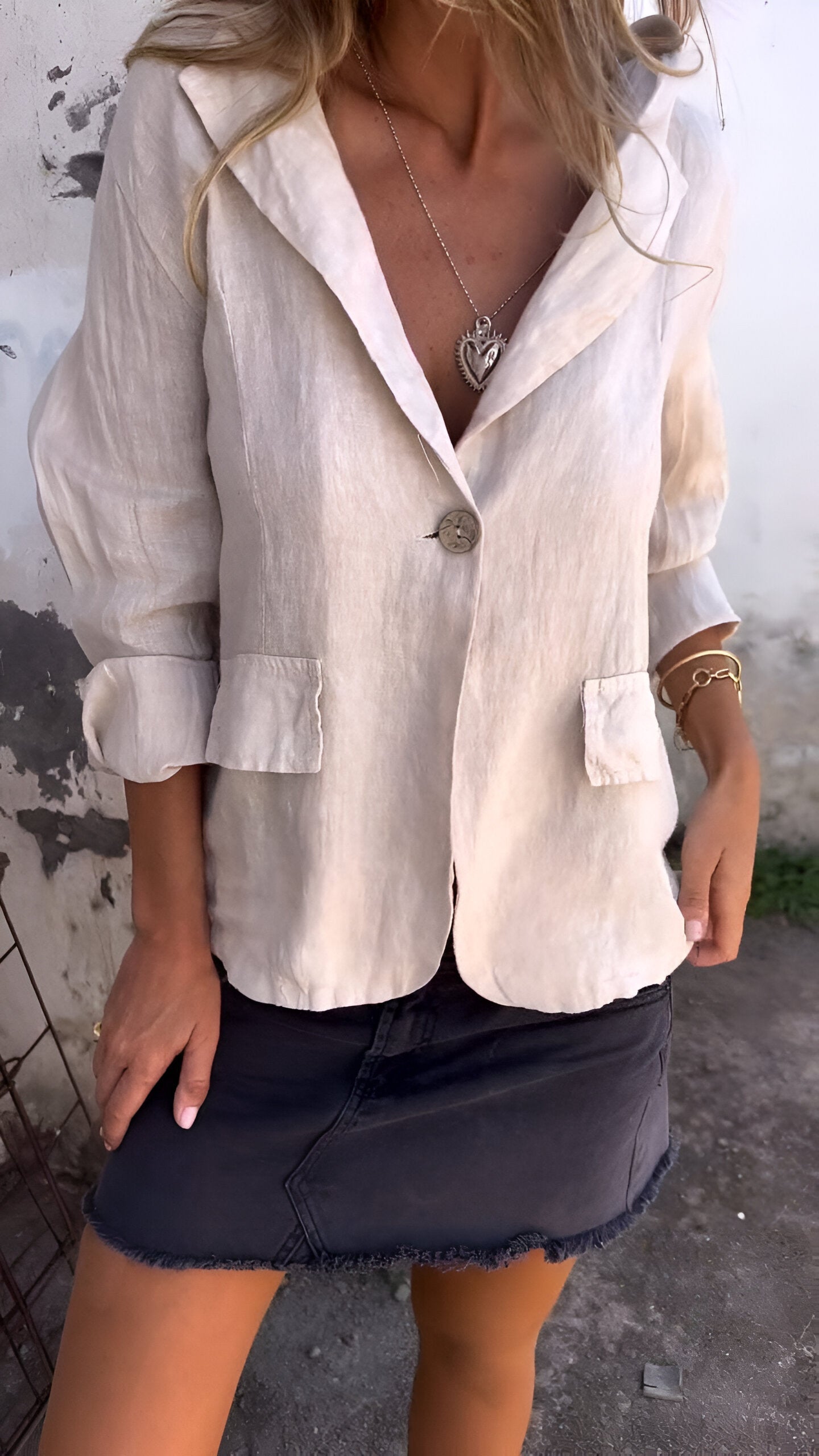 Slim Fit Ladies Blazer, Breathable Cotton Blend