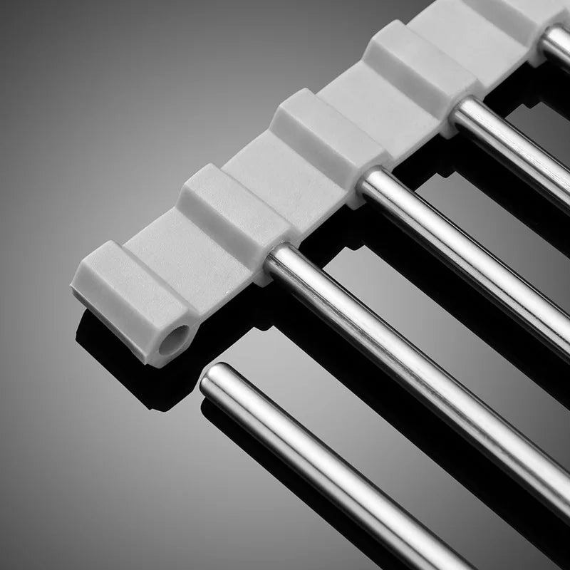 Compact Folding Dish Rack with Tray and Drain Filter - Luxivelle