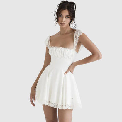 Kira | Square Neck Lace Mini Dress