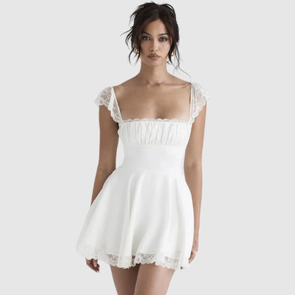 Kira | Square Neck Lace Mini Dress