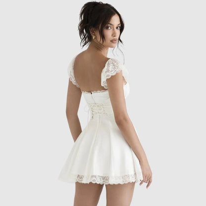 Kira | Square Neck Lace Mini Dress