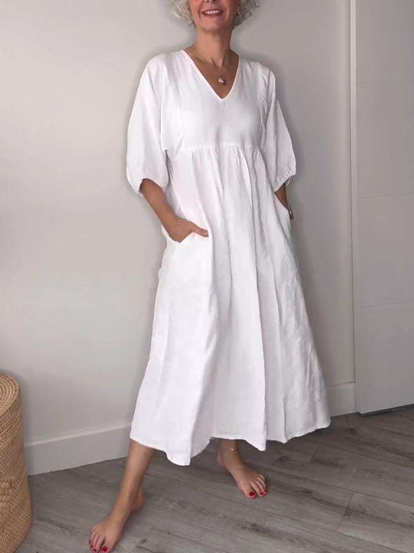Klara | V-neck & Elegant Design Midi Dress 0
