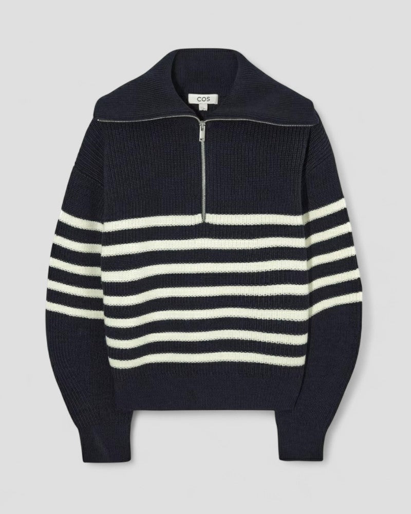 Knitted Zip Neck Cashmere Jumper for Women 0