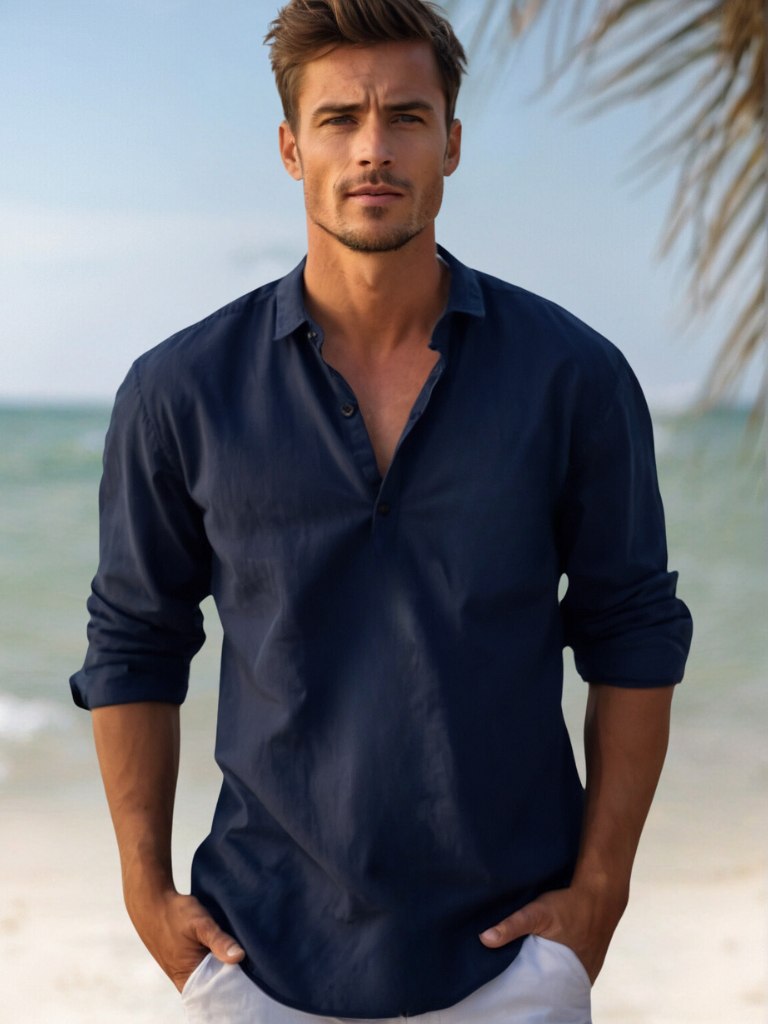 Men's Classic Cotton Long Sleeve Casual Shirt Daily Wear