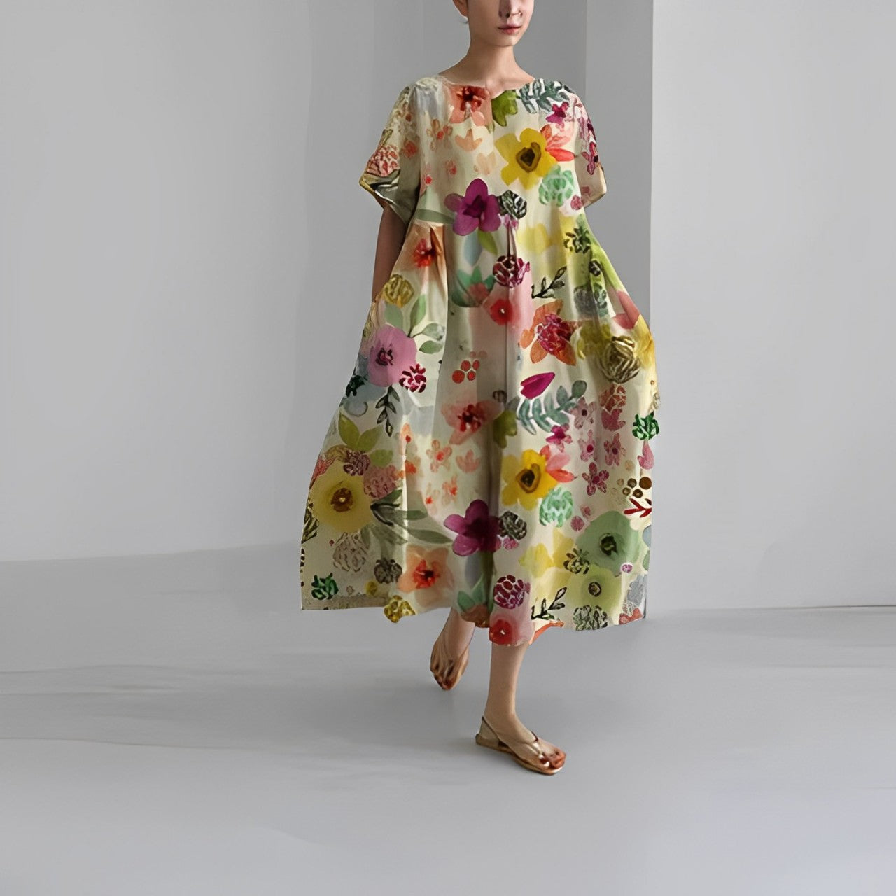 Vibrant Floral Maxi Summer Dress