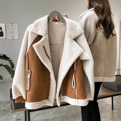 Trendy Faux Fur Zip Up Jacket