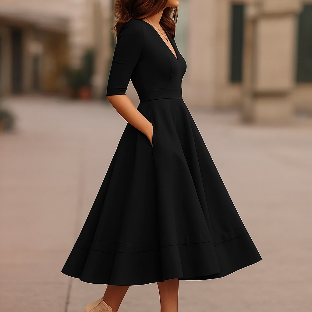 Lani | White Midi Dress – Elegant, Retro-Inspired & Flattering A-Line 1