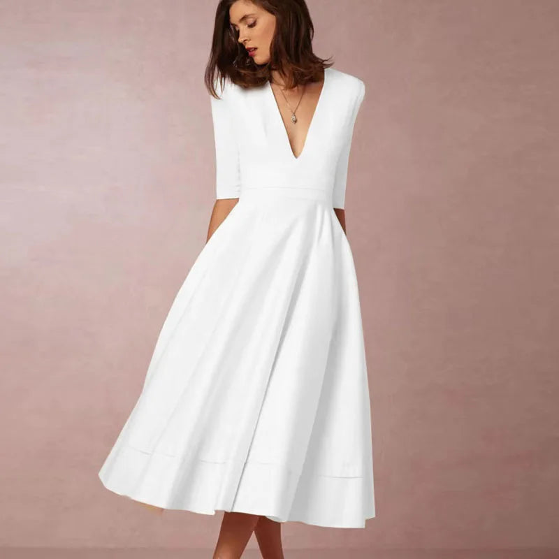 Lani | White Midi Dress – Elegant, Retro-Inspired & Flattering A-Line 6