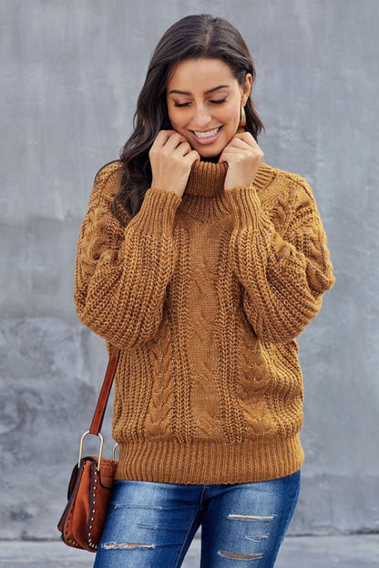 Laura | Chunky cable knit turtleneck sweater
