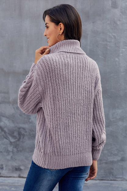 Laura | Chunky cable knit turtleneck sweater