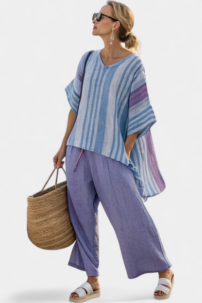 Pastel Purple & Blue Ladies Clothing Set - Luxivelle