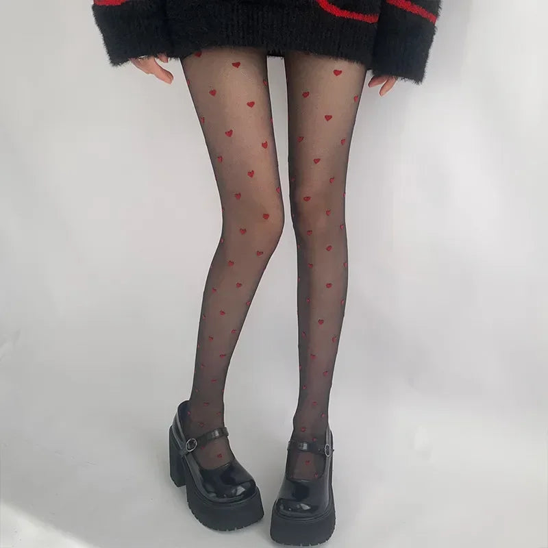 Leah | Fashionable tights with heart and dot pattern
