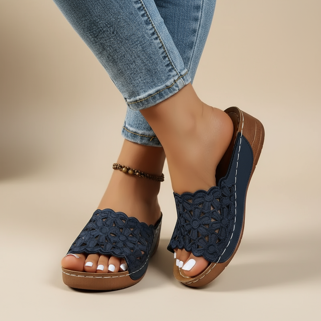 Elegant Flower Slip On Sandals for Women - Luxivelle