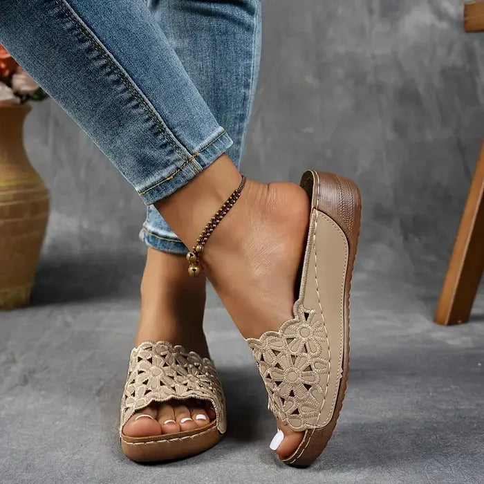 Elegant Flower Slip On Sandals for Women