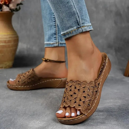 Elegant Flower Slip On Sandals for Women