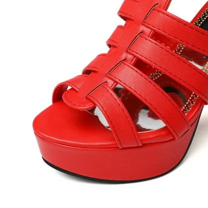 Luxury High Heel Leather Sandals