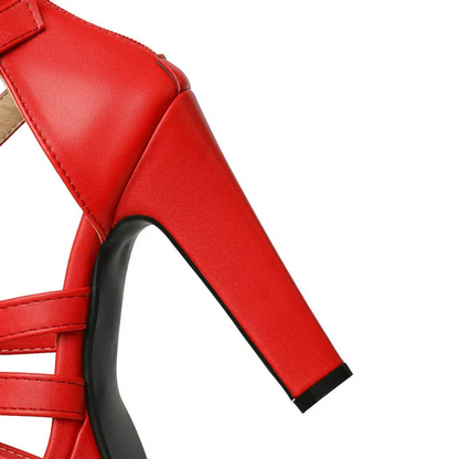 Luxury High Heel Leather Sandals