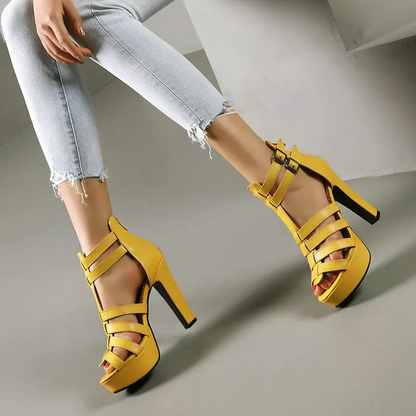 Luxury High Heel Leather Sandals