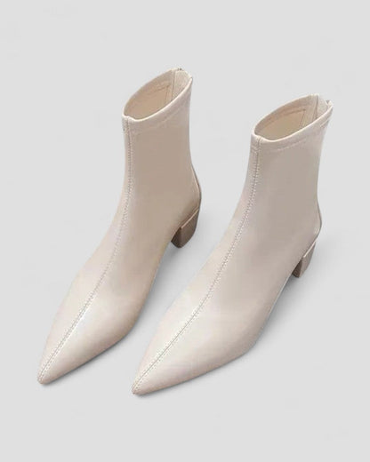 Leather Ankle Boots with Back Zip and Block Heel 4