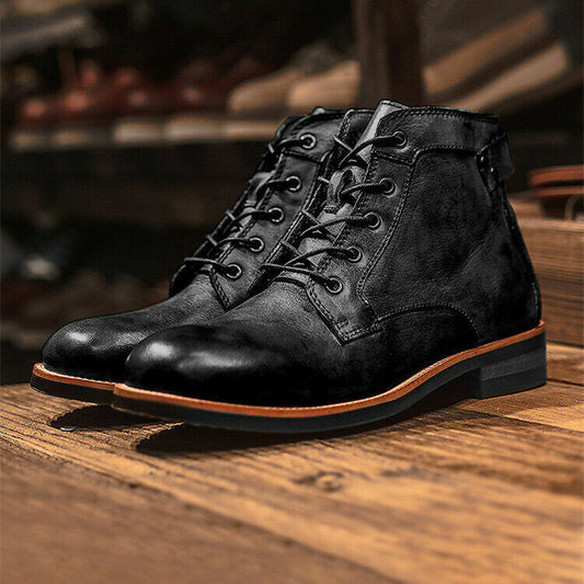 Classic Men's Ankle Leather Boots - Luxivelle