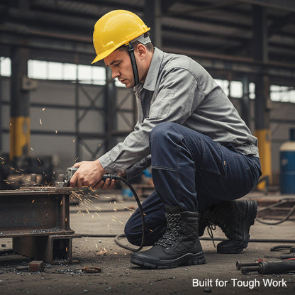 Tough Steel Toe Work Boots - Easy Zip Closure