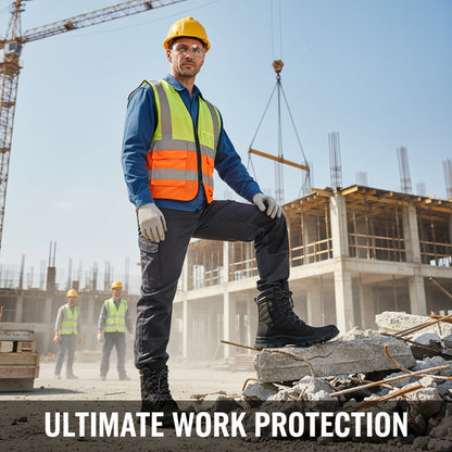 Tough Steel Toe Work Boots - Easy Zip Closure