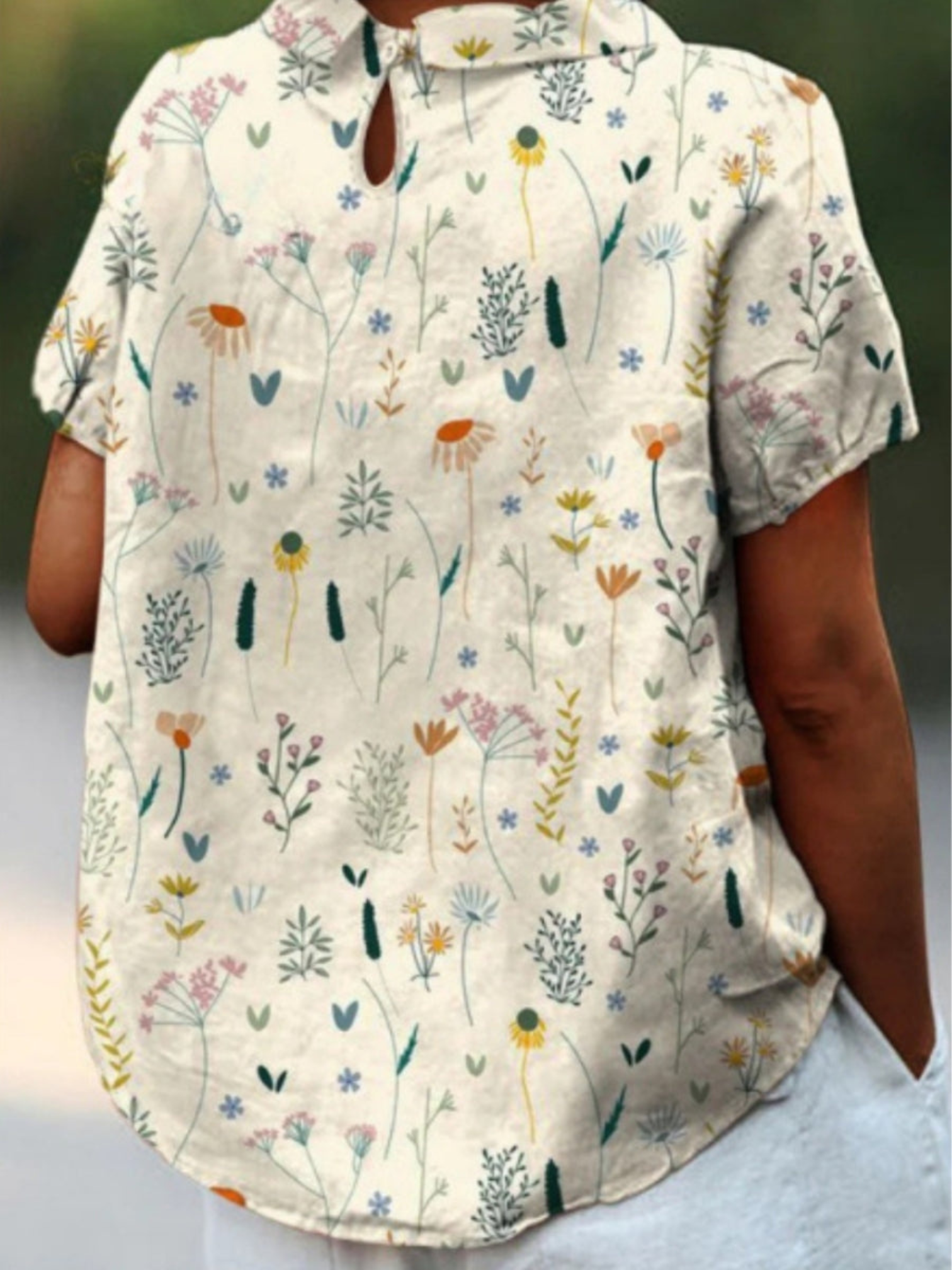 Lightweight,Floral Print Blouse | Summer Top | White1