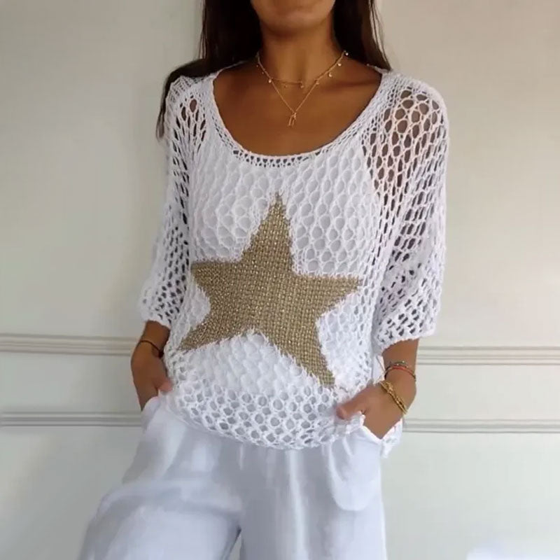 Comfy Women's Casual Star Pullover Top - Luxivelle