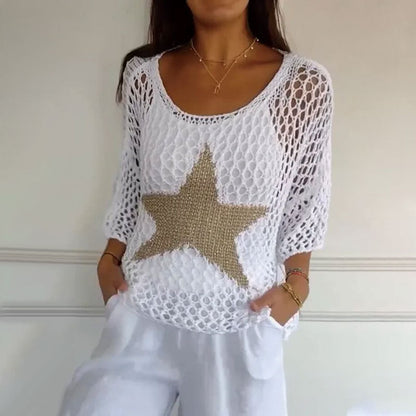 Comfy Women's Casual Star Pullover Top - Luxivelle