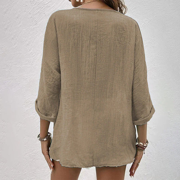 Comfy Women's Blouse with Rolled Sleeves