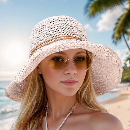 Breathable Women's Summer Straw Sun Hat with Wide Brim